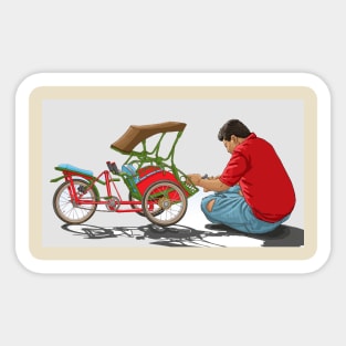 rickshaw repair Sticker